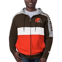 Hommes Starter Brown Cleveland Browns Playoff - Veste à capuche entièrement zippée