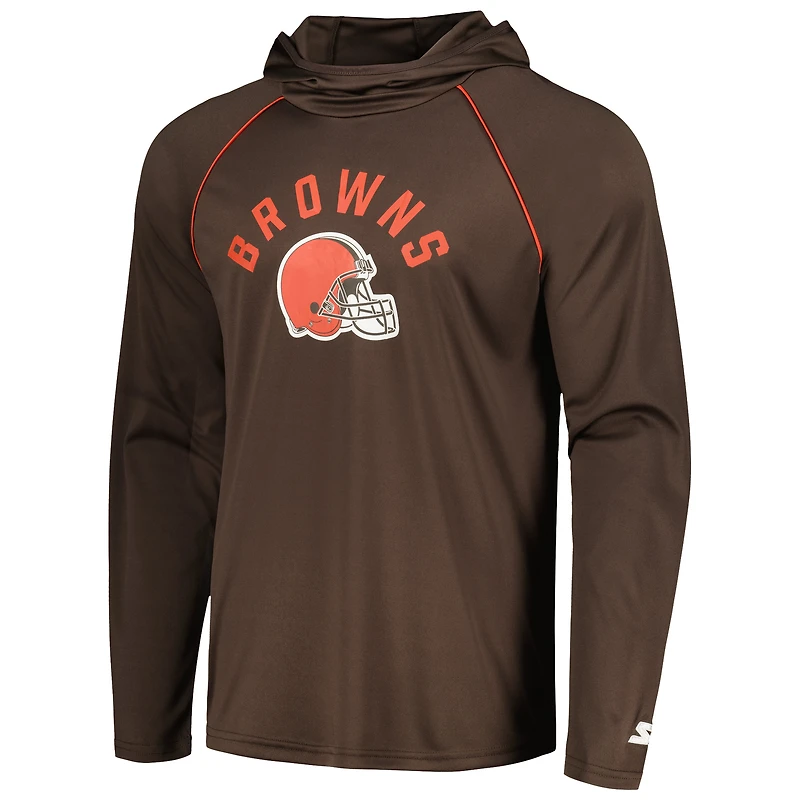 T-shirt à capuche manches longues raglan Starter Brown Cleveland Browns pour homme