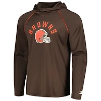 T-shirt à capuche manches longues raglan Starter Brown Cleveland Browns pour homme