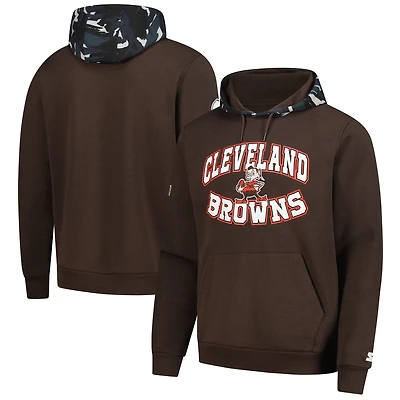 Men's Starter  Brown Cleveland Browns Thursday Night Gridiron Vintage Logo Pullover Hoodie