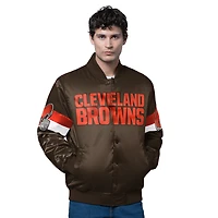 Veste universitaire en satin triple option marron pour homme des Cleveland Browns