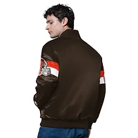 Veste universitaire en satin triple option marron pour homme des Cleveland Browns
