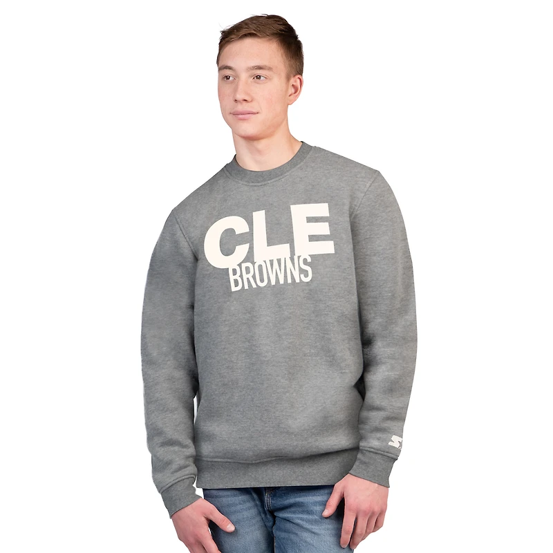 Sweat-shirt ras du cou en polaire gris anthracite pour homme des Cleveland Browns