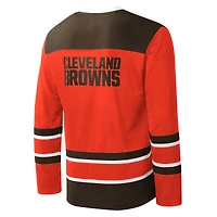 T-shirt à manches longues et col en V pour homme Starter Orange Cleveland Browns