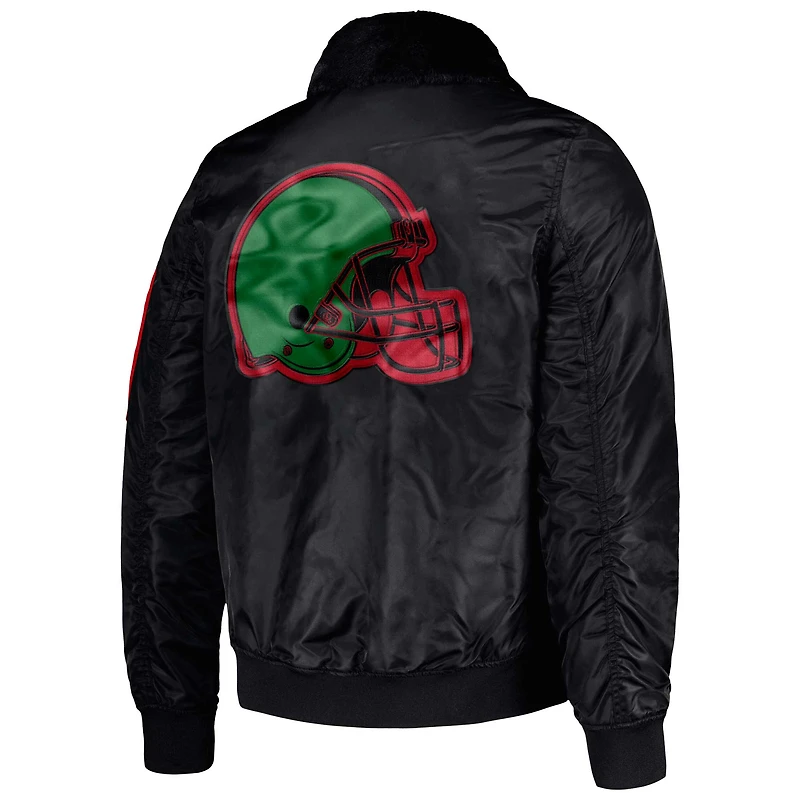 Veste en satin entièrement zippée pour homme Starter x Ty Mopkins Black Cleveland Browns History Month