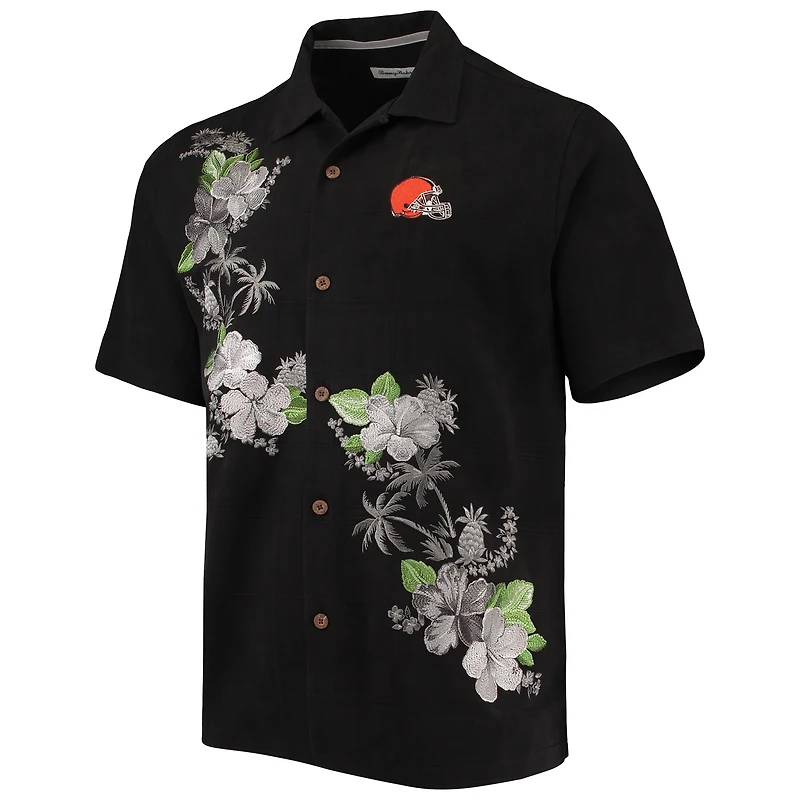 Chemise boutonnée Tommy Bahama noire Cleveland Browns Azule Oasis pour hommes
