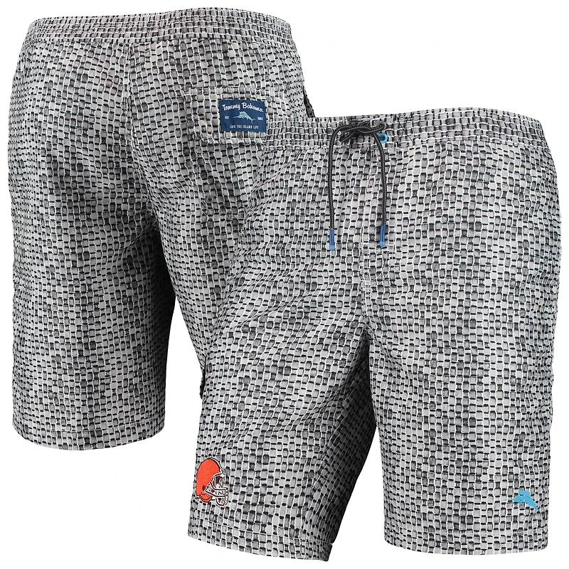 Short de bain Tommy Bahama Grey Cleveland Browns Baja Geo Wave pour homme