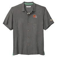 Men's Tommy Bahama  Gray Cleveland Browns Catch of the Day IslandZone Button-Up Shirt