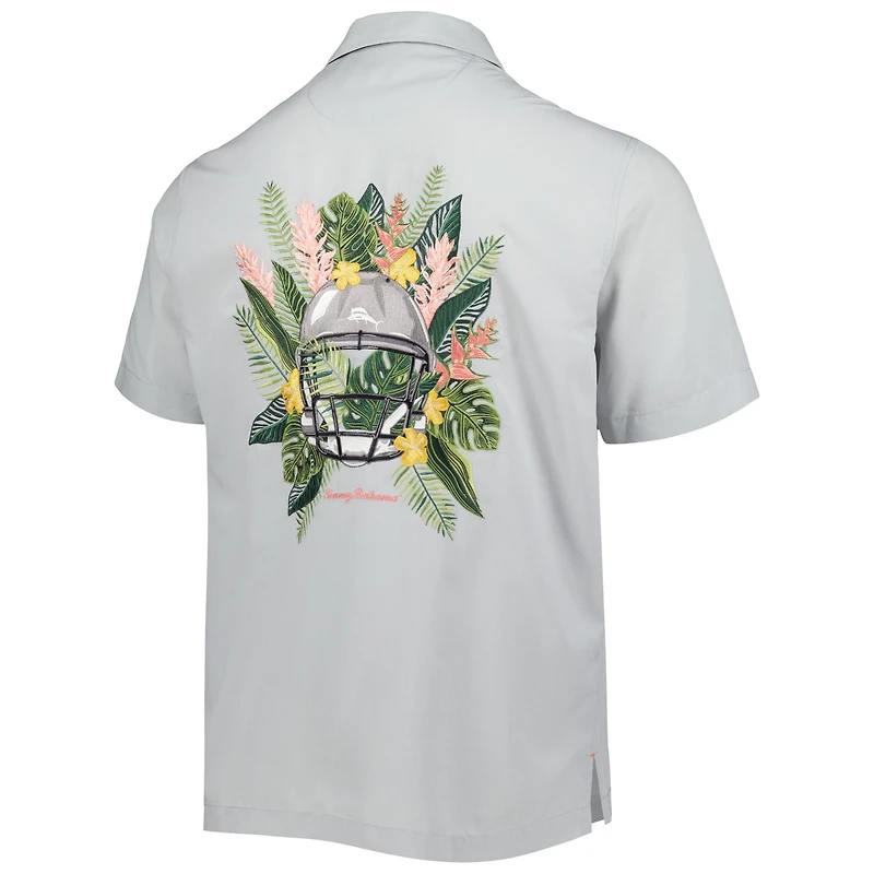 Chemise boutonnée pour homme Tommy Bahama Grey Cleveland Browns Coconut Point Frondly Fan Camp IslandZone