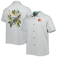 Chemise boutonnée pour homme Tommy Bahama Grey Cleveland Browns Coconut Point Frondly Fan Camp IslandZone