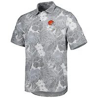 Chemise boutonnée Tommy Bahama grise Cleveland Browns Coconut Point Playa Floral Camp IslandZone pour hommes