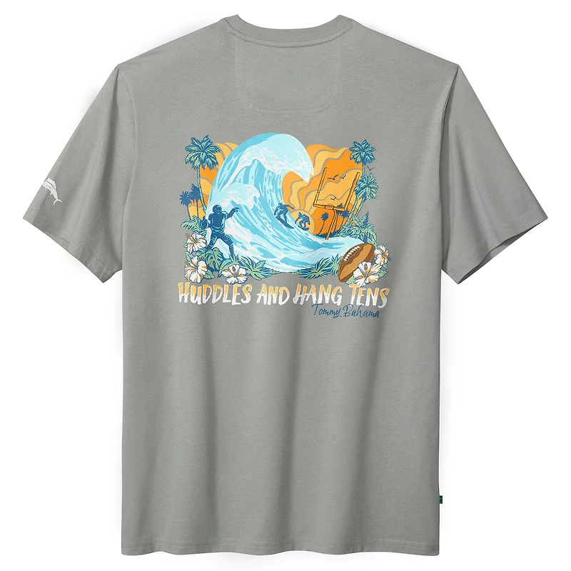 T-shirt Tommy Bahama gris pour homme, motif Huddle & Hang Tens des Cleveland Browns