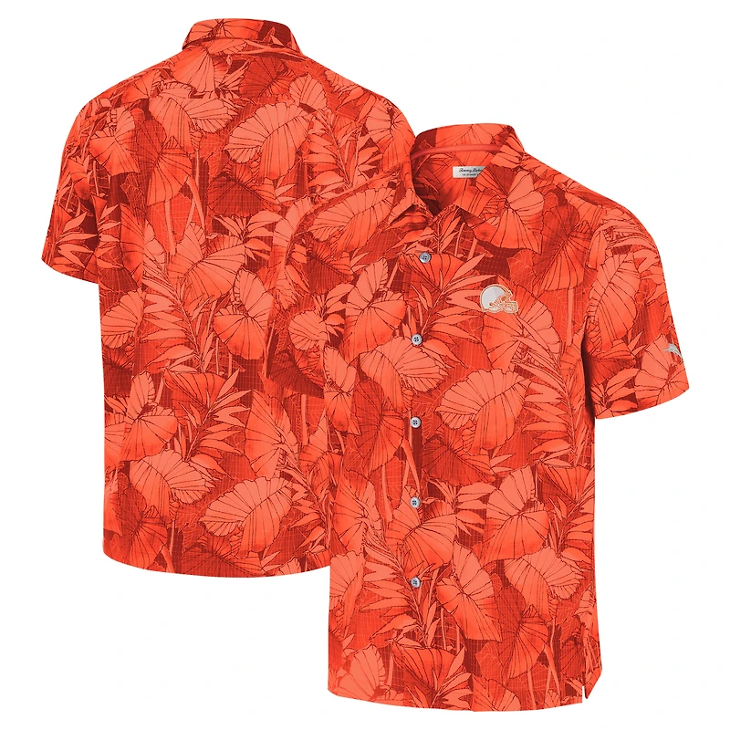 Men's Tommy Bahama Orange Cleveland Browns Coast Nuevo Fronds Camp Button-Up Shirt