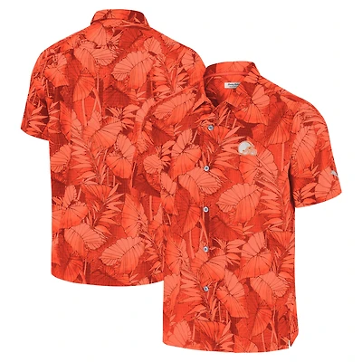 Chemise boutonnée Tommy Bahama Orange Cleveland Browns Coast Nuevo Fronds Camp pour homme