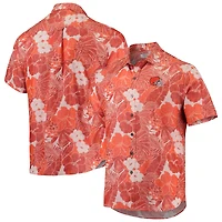 Chemise boutonnée Tommy Bahama orange Cleveland Browns Coconut Point Playa Floral IslandZone pour hommes