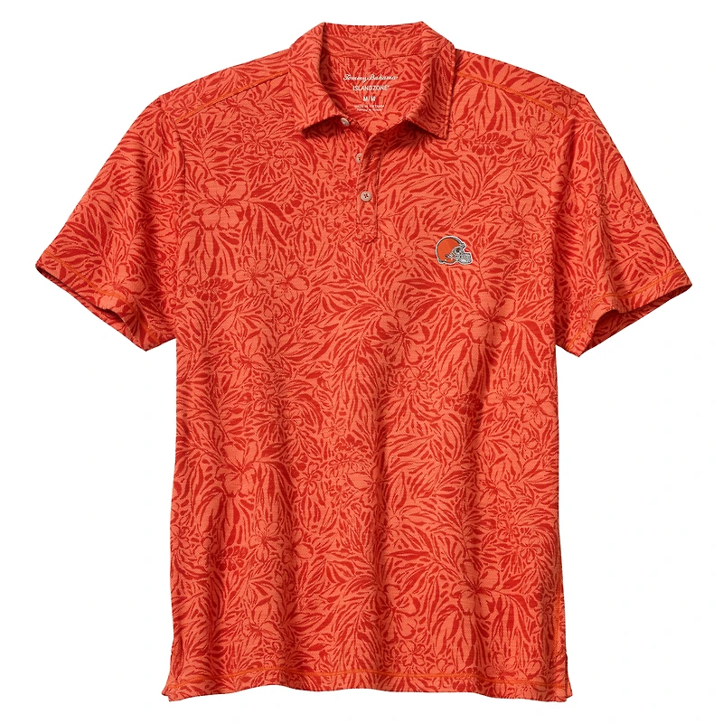 Men's Tommy Bahama Orange Cleveland Browns IslandZone Wild Hibiscus Tri-Blend Polo