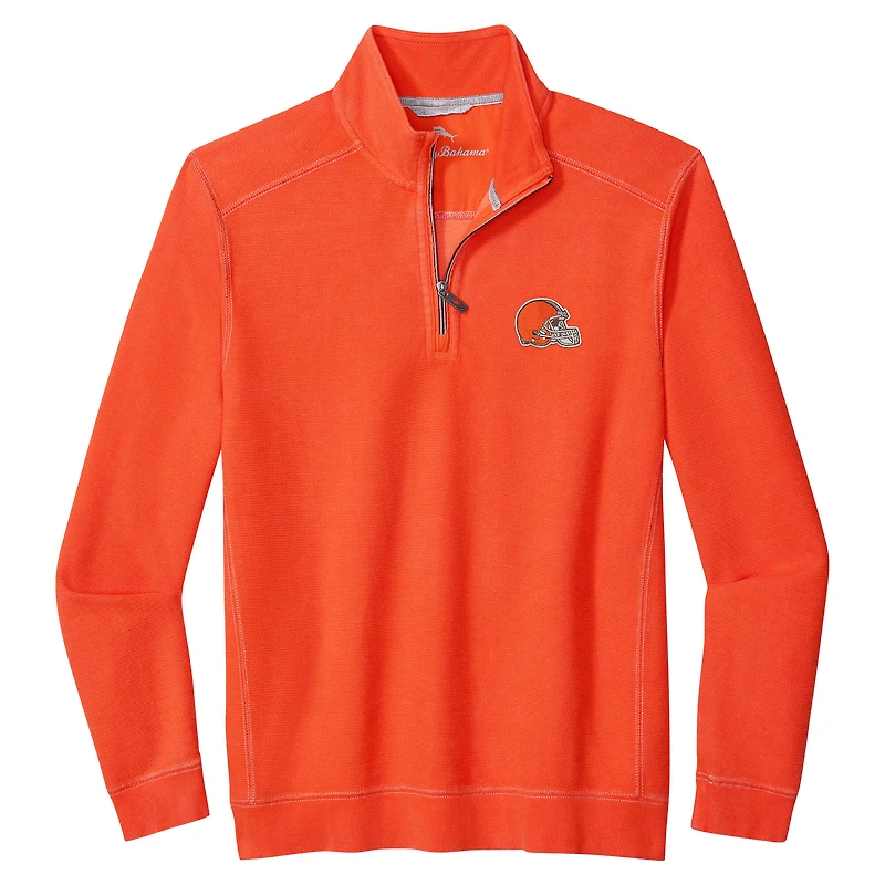 Pull Tommy Bahama orange Sport Tobago à demi-zip pour homme des Cleveland Browns