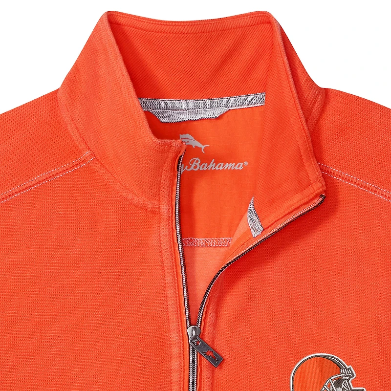 Pull Tommy Bahama orange Sport Tobago à demi-zip pour homme des Cleveland Browns
