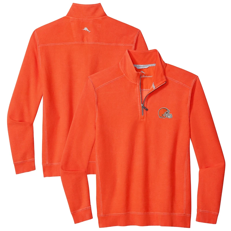 Men's Tommy Bahama Orange Cleveland Browns Sport Tobago Half-Zip Pullover