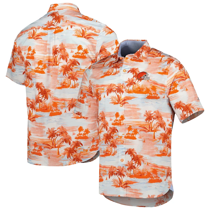 Chemise boutonnée Tommy Bahama Orange Cleveland Browns Sport Tropical Horizons pour homme