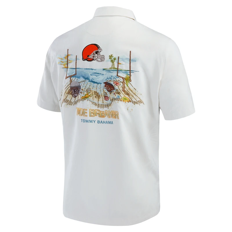Chemise boutonnée Tommy Bahama pour hommes Cleveland Browns Tide Breaker IslandZone Camp