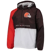 Men's Tommy Hilfiger Brown/Orange Cleveland Browns Raglan Half-Zip Pullover Top