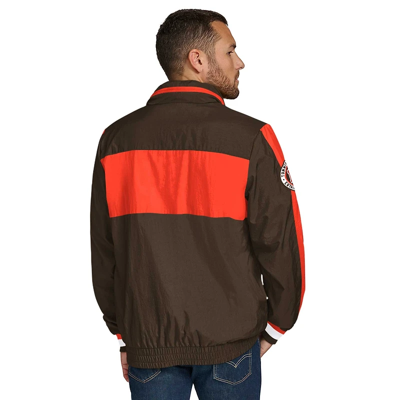 Men's Tommy Hilfiger Brown Cleveland Browns Gael Lightweight Half-Zip Pullover Hoodie Jacket