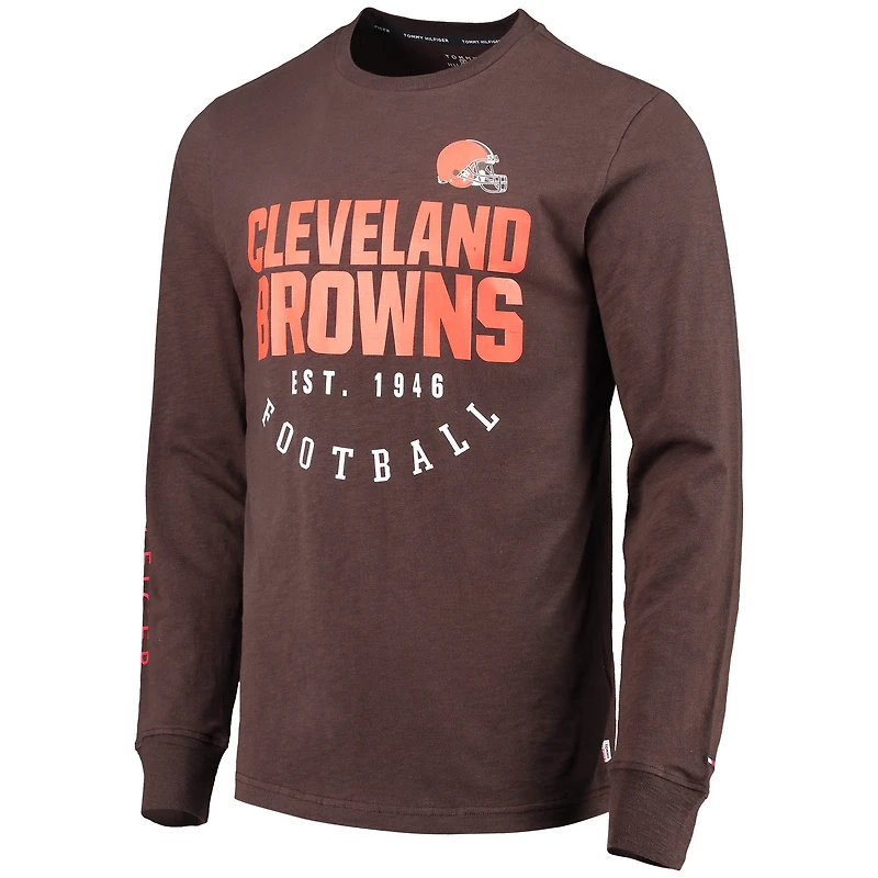 T-shirt à manches longues Tommy Hilfiger Brown Cleveland Browns pour homme