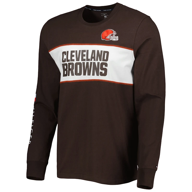 T-shirt à manches longues Tommy Hilfiger Brown Cleveland Browns Peter Team pour homme