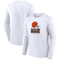 Men's  White Cleveland Browns Team Lockup Long Sleeve T-Shirt