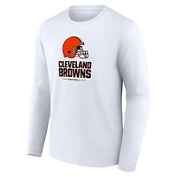 Men's  White Cleveland Browns Team Lockup Long Sleeve T-Shirt