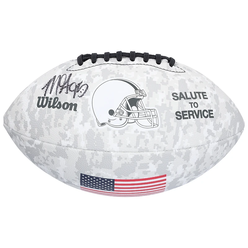 Myles Garrett Cleveland Browns Autographed 2024 Salute To Service Wilson Football  
