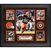 Collage encadré de 5 photos de Myles Garrett (Cleveland Browns) - 51 x 61 cm (20 x 24 pouces) avec un morceau de ballon de football américain utilisé lors d'un match - Édition limitée à 500 exemplaires