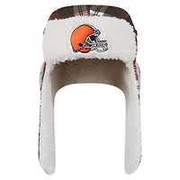 Casquette trappeur Sherpa à carreaux Sideline des Cleveland Browns de New Era marron