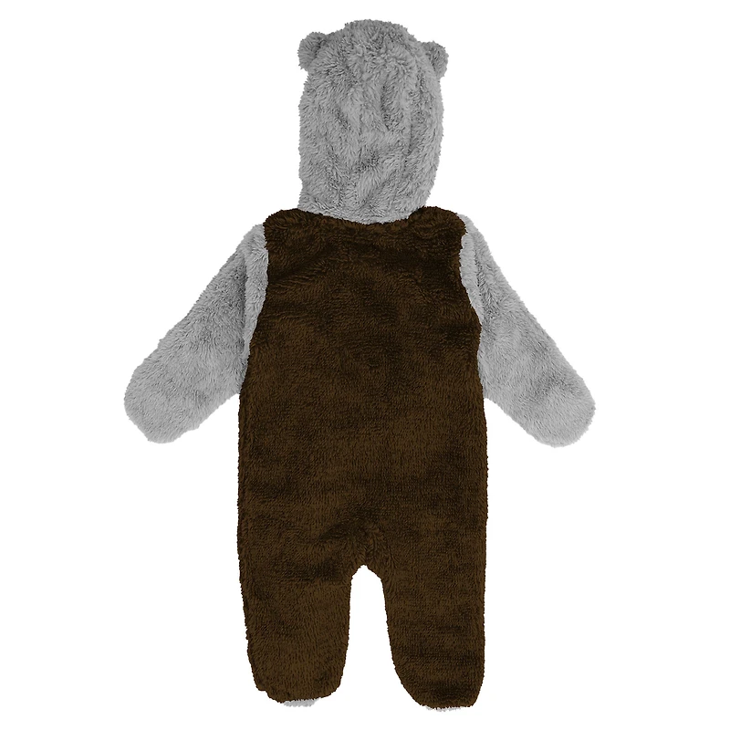 Newborn & Infant Brown/Gray Cleveland Browns Game Nap Teddy Fleece Bunting - Full-Zip Sleeper
