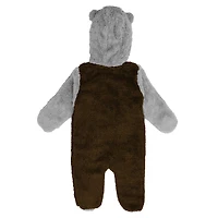 Newborn & Infant Brown/Gray Cleveland Browns Game Nap Teddy Fleece Bunting - Full-Zip Sleeper