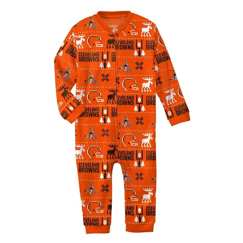 OSC BROWNS MARRON 2021 COMBINAISON À BANDES POUR NOUVEAU-NÉ KIDNFPJS