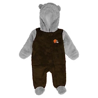 Newborn & Infant Brown Cleveland Browns Game Nap Teddy Fleece Bunting Full-Zip Sleeper