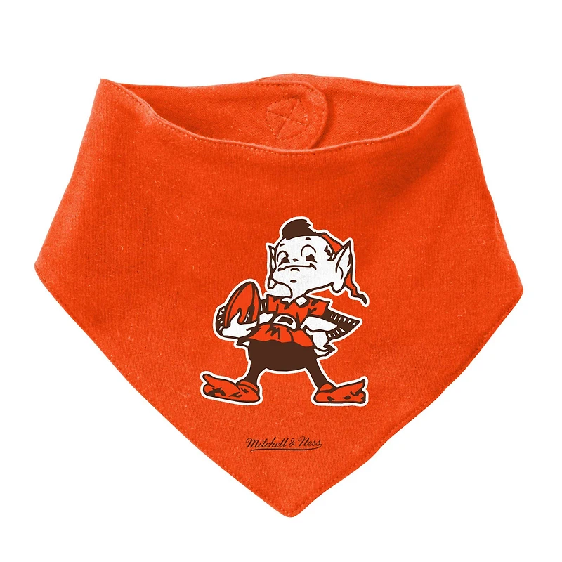 Newborn & Infant Mitchell Ness Orange/Brown Cleveland Browns Throwback Big Score Bodysuit, Bib Bootie Set
