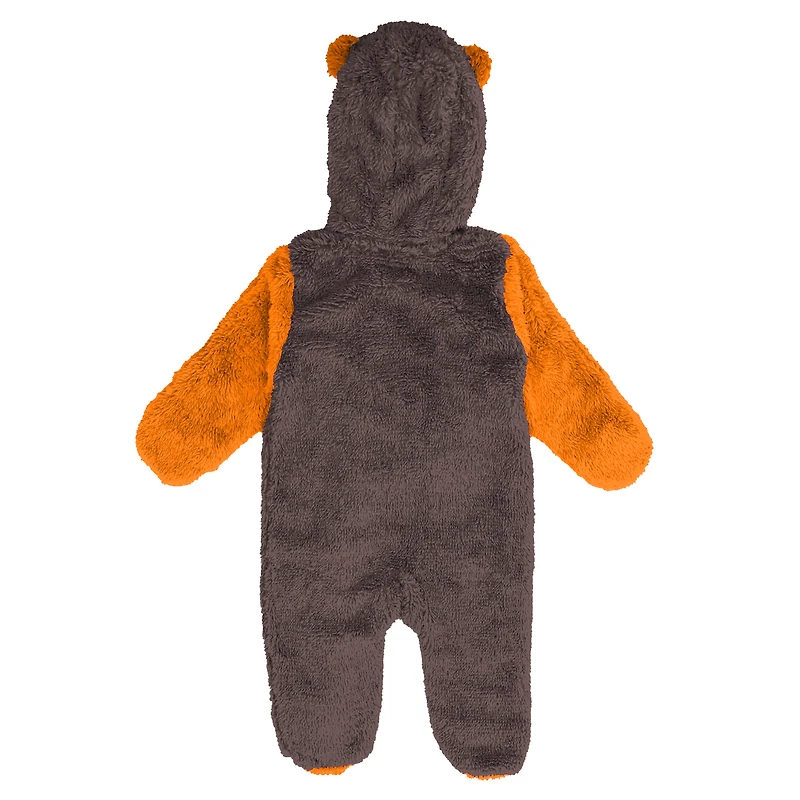 Grenouillère en polaire marron Cleveland Browns Stay Napping pour nouveau-nés et nourrissons, avec fermeture éclair intégrale