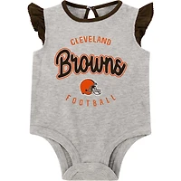 Ensemble trois pièces body, jupe et chaussons Newborn Heather Grey/Brown Cleveland Browns All Dolled Up