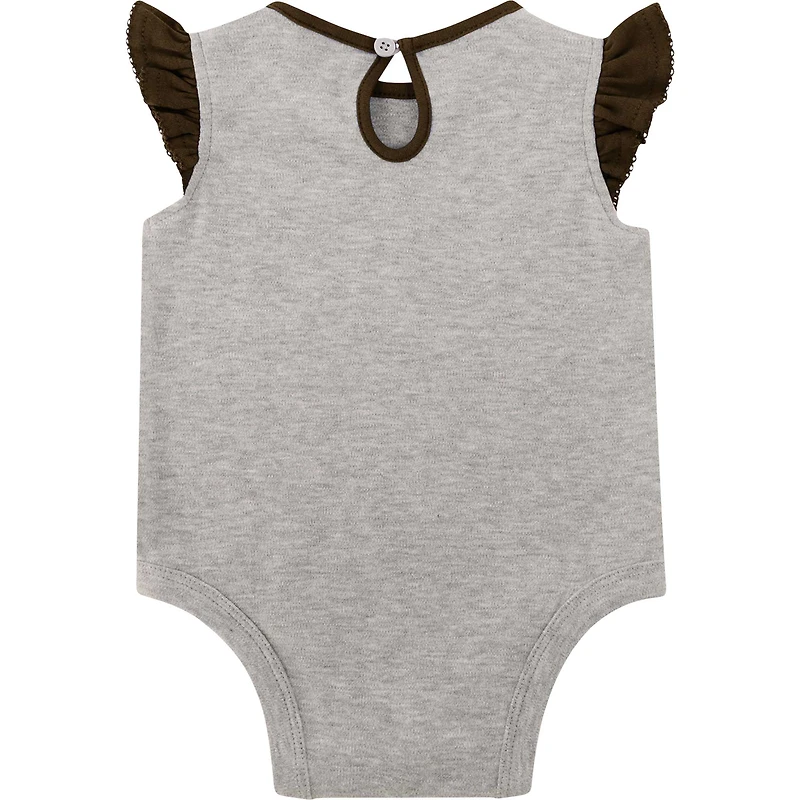 Ensemble trois pièces body, jupe et chaussons Newborn Heather Grey/Brown Cleveland Browns All Dolled Up