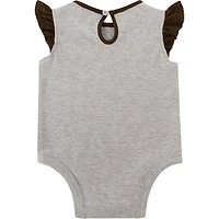 Ensemble trois pièces body, jupe et chaussons Newborn Heather Grey/Brown Cleveland Browns All Dolled Up