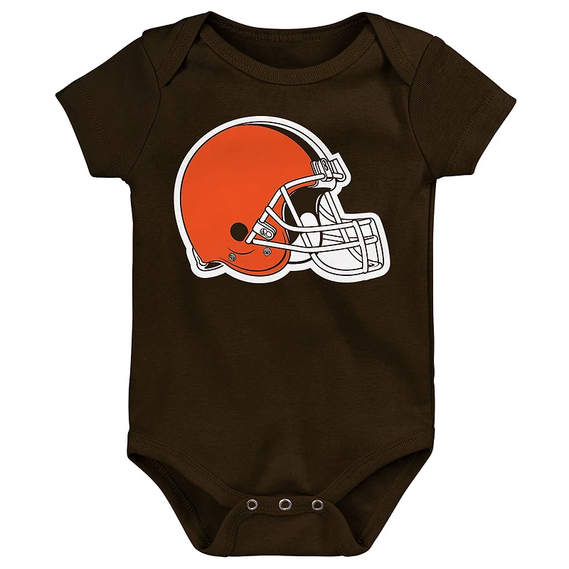 Newborn Outerstuff Cleveland Browns Little Tike 3-Piece Bodysuit Set