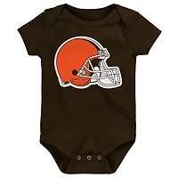 Newborn Outerstuff Cleveland Browns Little Tike 3-Piece Bodysuit Set