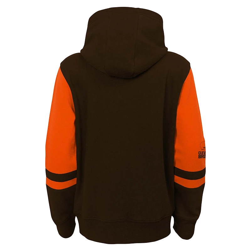 Sweat à capuche entièrement zippé blocs de couleurs pour préscolaire Cleveland Browns Stadium