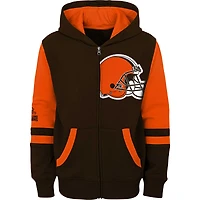 Chandail à capuchon et fermeture éclair intégrale Cleveland Browns Stadium marron préscolaire