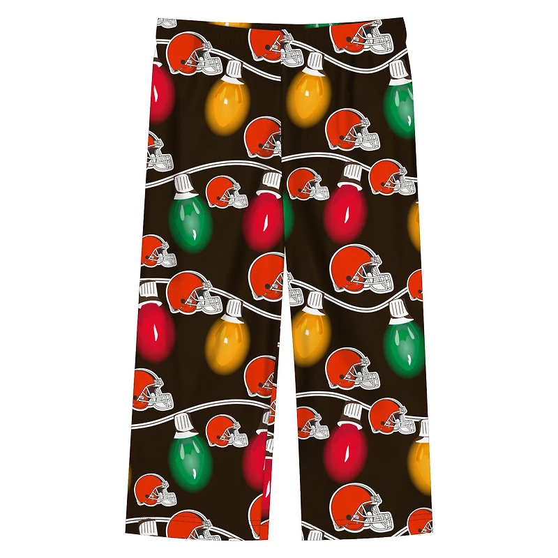Preschool Cleveland Browns Two-Piece Garland Holiday Long Sleeve Pajama Set