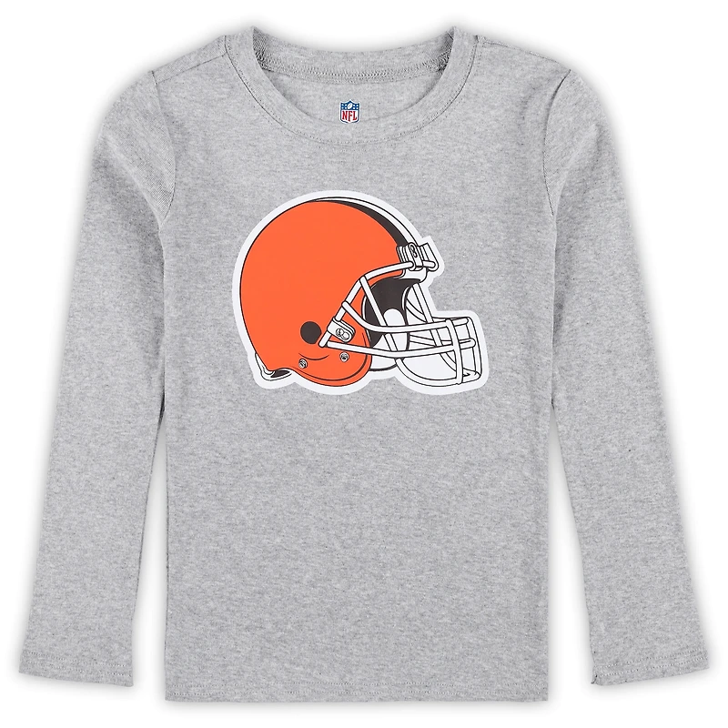 Preschool Heather Gray Cleveland Browns Long Sleeve T-Shirt and Pants Sleep Set