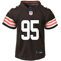 Maillot de jeu joueur des Cleveland Browns Myles Garrett Brown Nike pour enfant d'âge préscolaire